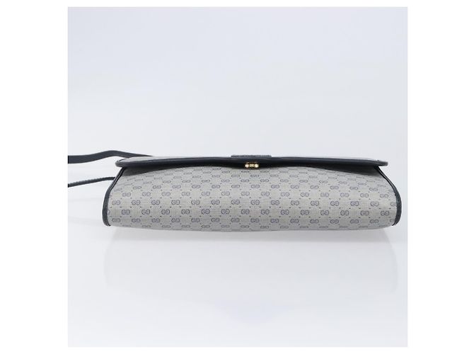 GUCCI Micro GG Canvas Schultertasche PVC Navy Gold Auth 206027 - Ansicht 5