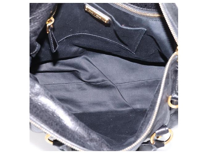 Borsa a Mano Miu Miu Vitellolux 2way Black Gold Auth 207617SAM Nero D'oro - vista 10