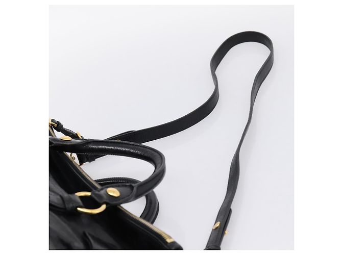 Borsa a Mano Miu Miu Vitellolux 2way Black Gold Auth 207617SAM Nero D'oro - vista 15