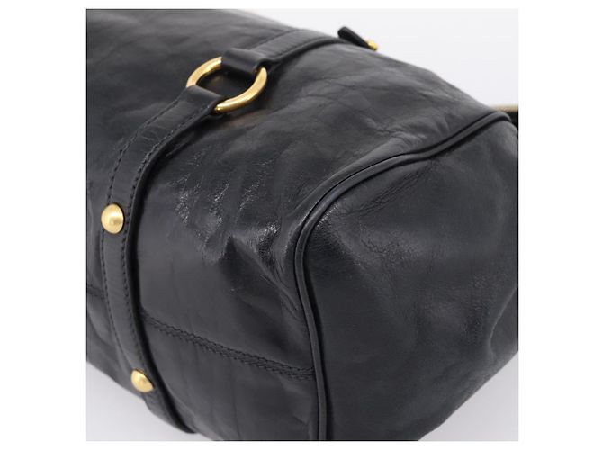 Borsa a Mano Miu Miu Vitellolux 2way Black Gold Auth 207617SAM Nero D'oro - vista 16