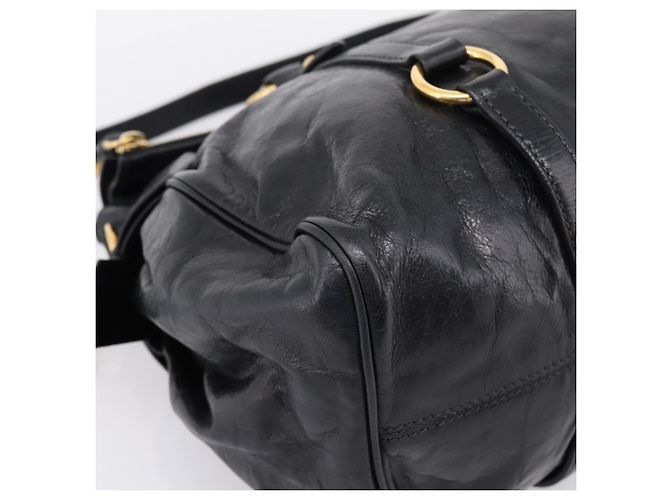 Borsa a Mano Miu Miu Vitellolux 2way Black Gold Auth 207617SAM Nero D'oro - vista 17