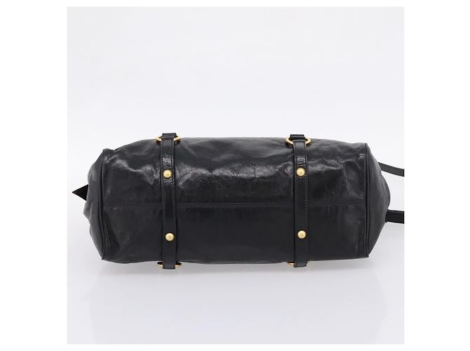 Borsa a Mano Miu Miu Vitellolux 2way Black Gold Auth 207617SAM Nero D'oro - vista 5