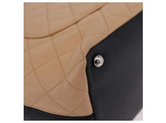 CHANEL Cambon Line Matelasse Tote Bag aus Leder Beige Silber CC Auth 206839V - Ansicht 16