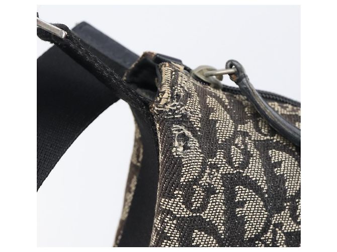 Sac à épaule Christian Dior Trotter Canvas Noir Argent Auth 207429 Argenté - vue 10