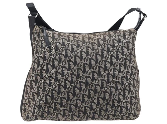 Sac à épaule Christian Dior Trotter Canvas Noir Argent Auth 207429 Argenté - vue 13