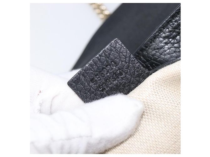 Borsa a tracolla GUCCI Soho Chain in pelle nera e oro 536224 Auth 207417V Nero D'oro - vista 11