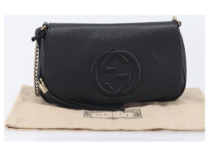 Borsa a tracolla GUCCI Soho Chain in pelle nera e oro 536224 Auth 207417V Nero D'oro - vista 12