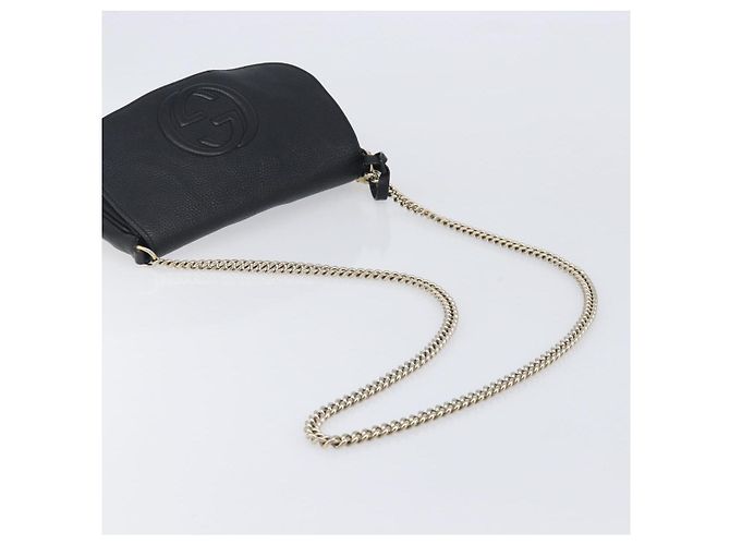 Borsa a tracolla GUCCI Soho Chain in pelle nera e oro 536224 Auth 207417V Nero D'oro - vista 5