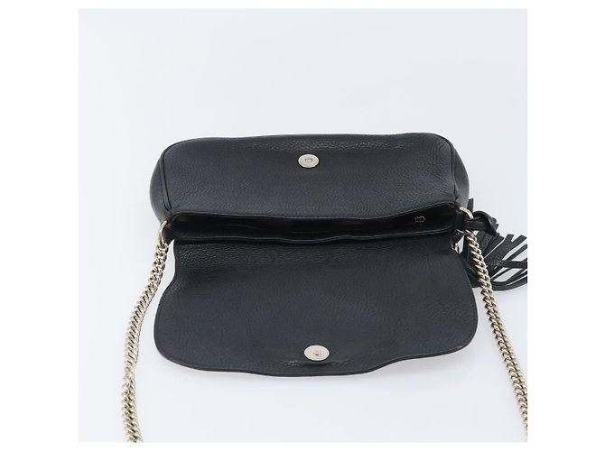 Borsa a tracolla GUCCI Soho Chain in pelle nera e oro 536224 Auth 207417V Nero D'oro - vista 9