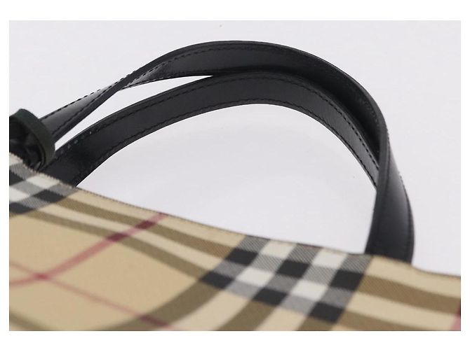 BURBERRY Nova Check Handtasche PVC Beige Silver Auth 205331 Silber - Ansicht 14