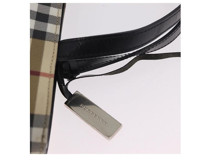BURBERRY Nova Check Handtasche PVC Beige Silver Auth 205331 Silber - Ansicht 18