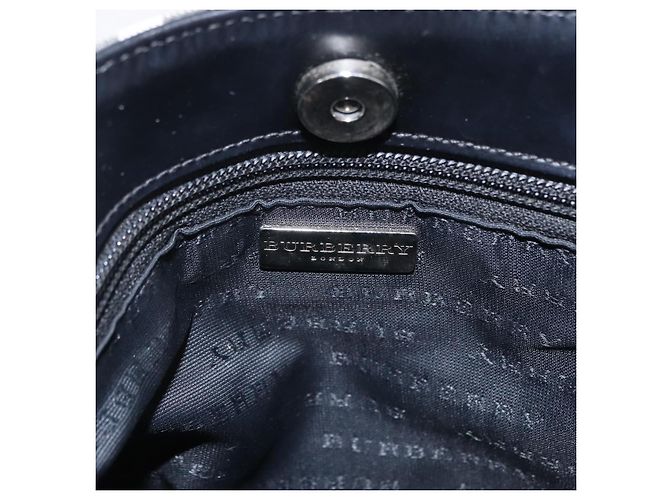 BURBERRY Nova Check Handtasche PVC Beige Silver Auth 205331 Silber - Ansicht 19