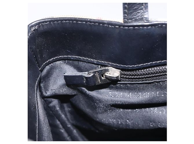 BURBERRY Nova Check Handtasche PVC Beige Silver Auth 205331 Silber - Ansicht 22