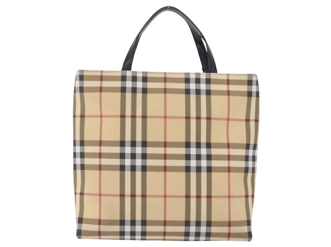 BURBERRY Nova Check Handtasche PVC Beige Silver Auth 205331 Silber - Ansicht 3