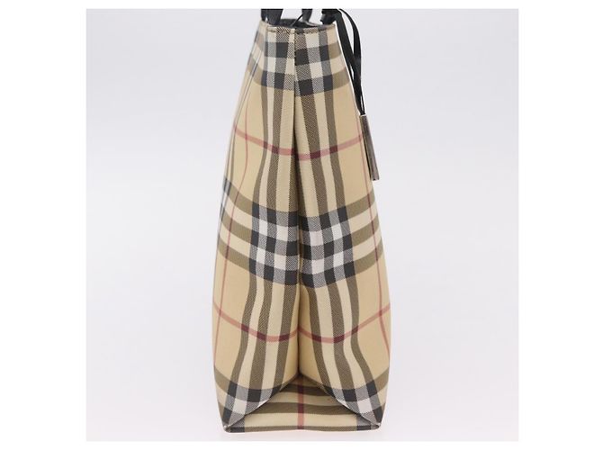 BURBERRY Nova Check Handtasche PVC Beige Silver Auth 205331 Silber - Ansicht 6