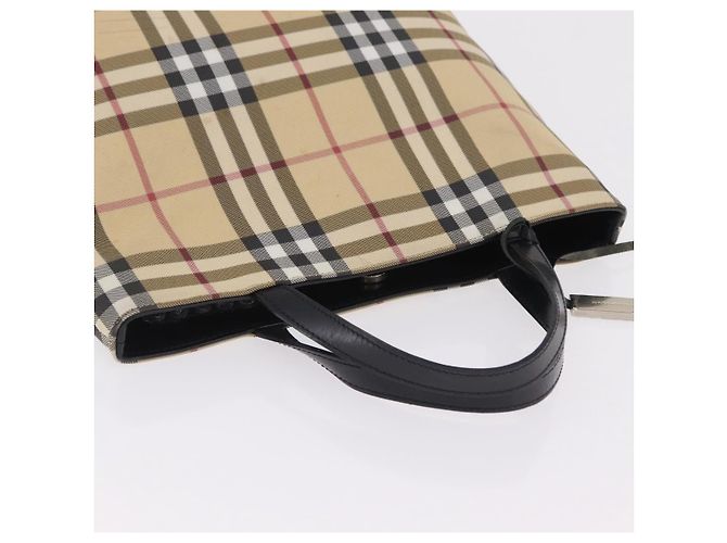 BURBERRY Nova Check Handtasche PVC Beige Silver Auth 205331 Silber - Ansicht 8