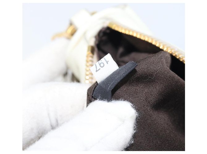 Borsa a mano Miu Miu in pelle bianca e oro Auth hk4200V Bianco D'oro - vista 12
