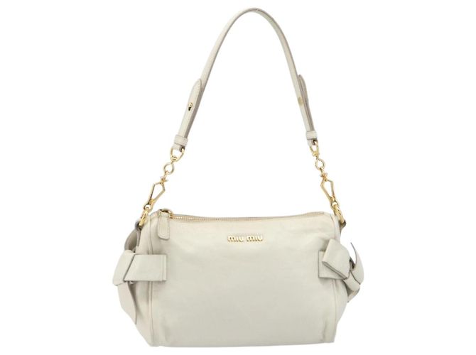 Borsa a mano Miu Miu in pelle bianca e oro Auth hk4200V Bianco D'oro - vista 13