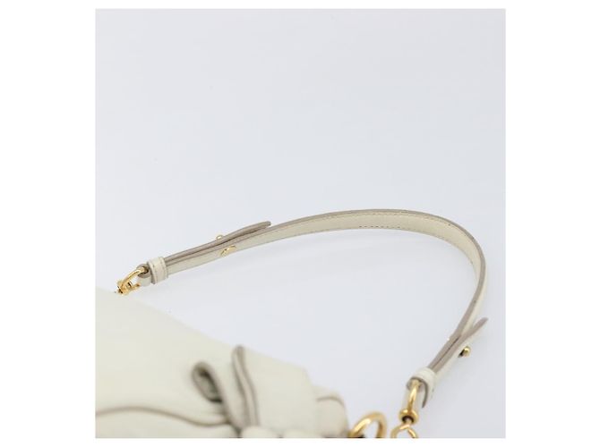 Borsa a mano Miu Miu in pelle bianca e oro Auth hk4200V Bianco D'oro - vista 14