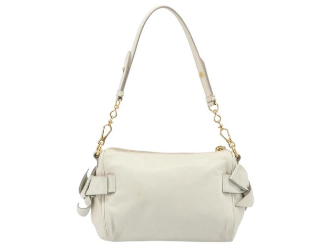 Borsa a mano Miu Miu in pelle bianca e oro Auth hk4200V Bianco D'oro - vista 2
