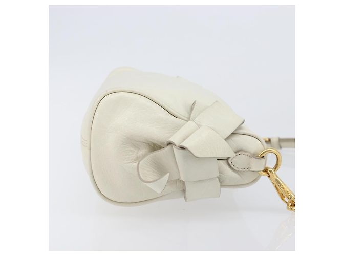 Borsa a mano Miu Miu in pelle bianca e oro Auth hk4200V Bianco D'oro - vista 3