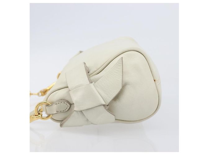 Borsa a mano Miu Miu in pelle bianca e oro Auth hk4200V Bianco D'oro - vista 4