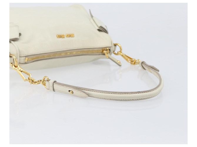 Borsa a mano Miu Miu in pelle bianca e oro Auth hk4200V Bianco D'oro - vista 7