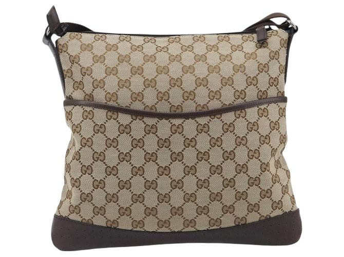 Borsa a tracolla GUCCI GG Canvas Beige Silver 145857 Auth LN086V Argento - vista 13