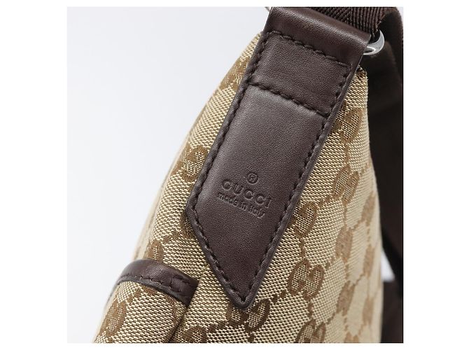 Borsa a tracolla GUCCI GG Canvas Beige Silver 145857 Auth LN086V Argento - vista 19