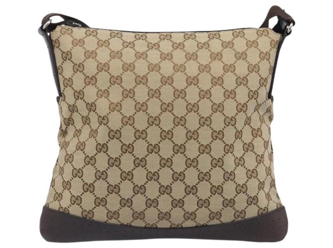 Borsa a tracolla GUCCI GG Canvas Beige Silver 145857 Auth LN086V Argento - vista 2