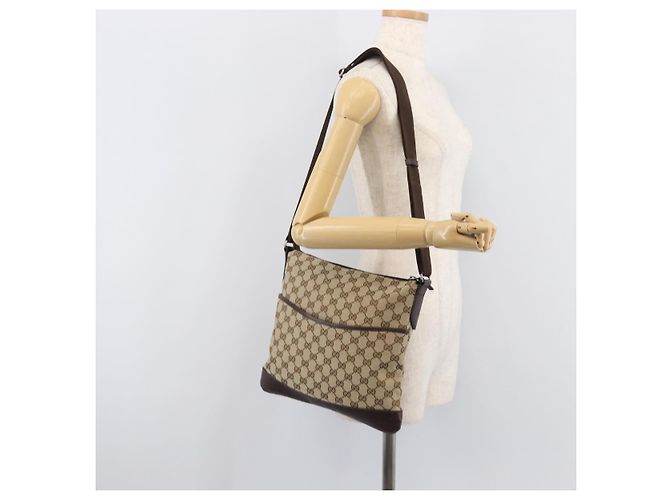 Borsa a tracolla GUCCI GG Canvas Beige Silver 145857 Auth LN086V Argento - vista 26