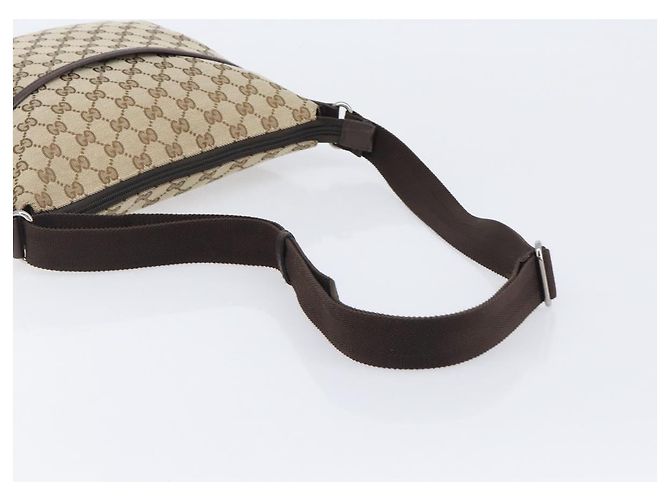 Borsa a tracolla GUCCI GG Canvas Beige Silver 145857 Auth LN086V Argento - vista 7