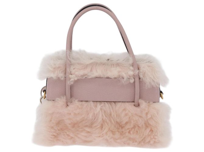 Borsa a Mano Miu Miu Mouton 2way Pink Gold Auth 167728M Rosa D'oro - vista 2