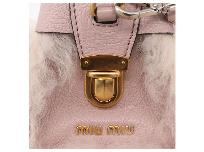 Borsa a Mano Miu Miu Mouton 2way Pink Gold Auth 167728M Rosa D'oro - vista 20