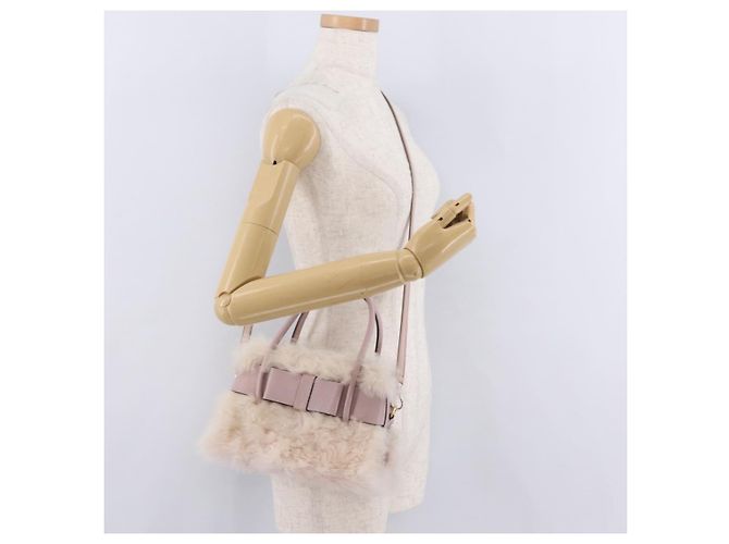 Borsa a Mano Miu Miu Mouton 2way Pink Gold Auth 167728M Rosa D'oro - vista 27
