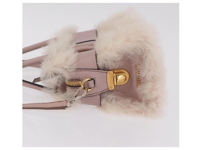 Borsa a Mano Miu Miu Mouton 2way Pink Gold Auth 167728M Rosa D'oro - vista 4
