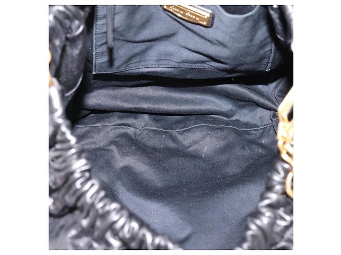 Bolsa de Mão Miu Miu em Couro 2way Preta Dourada Auth 167723M Preto Dourado - vista 10