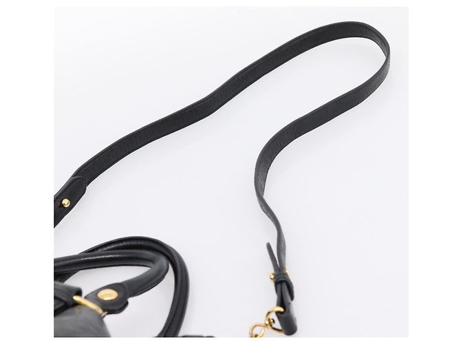 Bolsa de Mão Miu Miu em Couro 2way Preta Dourada Auth 167723M Preto Dourado - vista 14