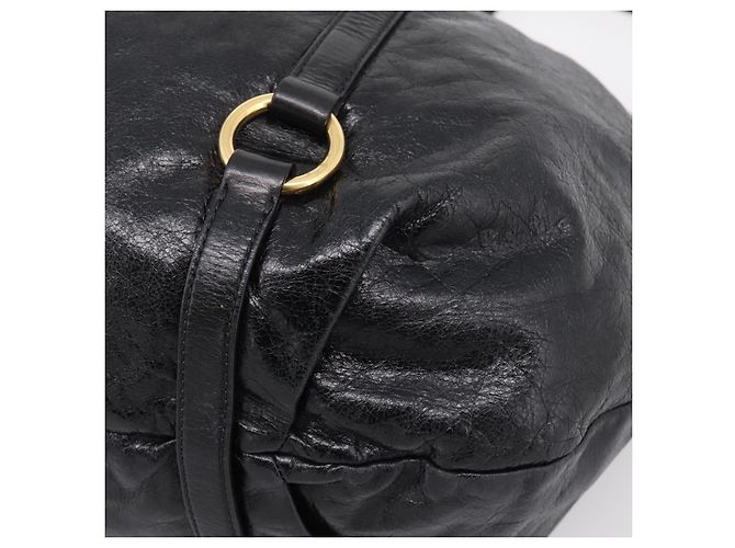 Bolsa de Mão Miu Miu em Couro 2way Preta Dourada Auth 167723M Preto Dourado - vista 15