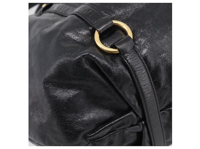Bolsa de Mão Miu Miu em Couro 2way Preta Dourada Auth 167723M Preto Dourado - vista 16
