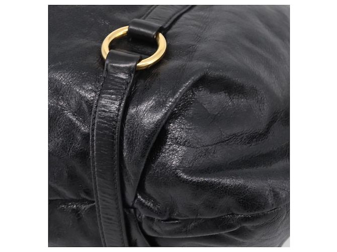 Bolsa de Mão Miu Miu em Couro 2way Preta Dourada Auth 167723M Preto Dourado - vista 17