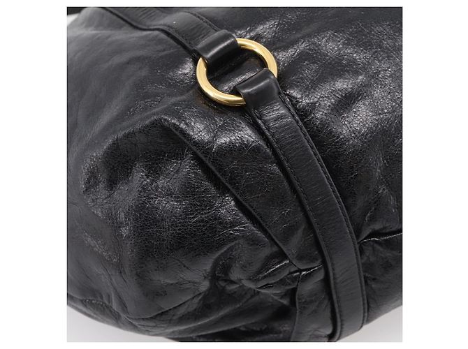 Bolsa de Mão Miu Miu em Couro 2way Preta Dourada Auth 167723M Preto Dourado - vista 18