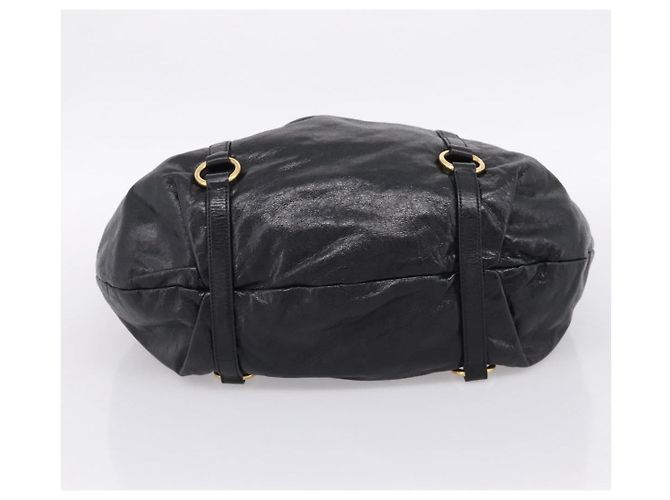 Bolsa de Mão Miu Miu em Couro 2way Preta Dourada Auth 167723M Preto Dourado - vista 5
