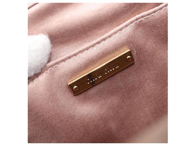 Miu Miu Matelassé Schultertasche mit Kette aus Leder Pink Gold Auth 206324M Golden - Ansicht 10