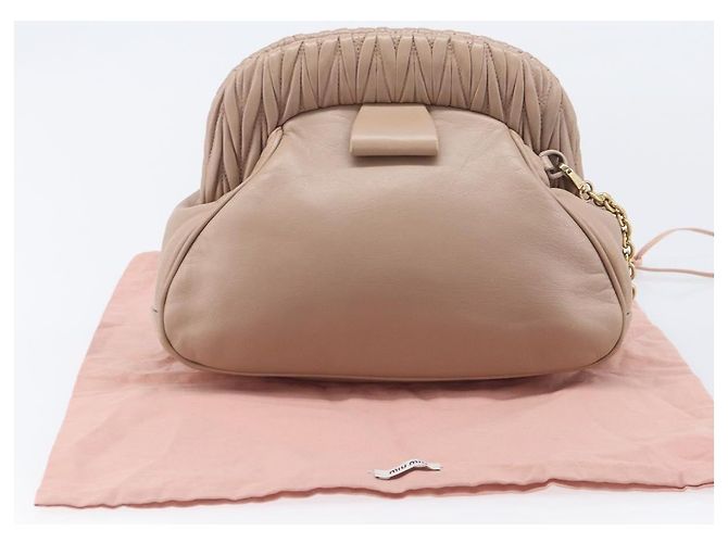 Miu Miu Matelassé Schultertasche mit Kette aus Leder Pink Gold Auth 206324M Golden - Ansicht 12