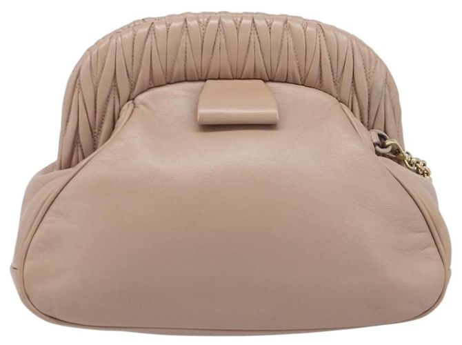 Miu Miu Matelassé Schultertasche mit Kette aus Leder Pink Gold Auth 206324M Golden - Ansicht 13