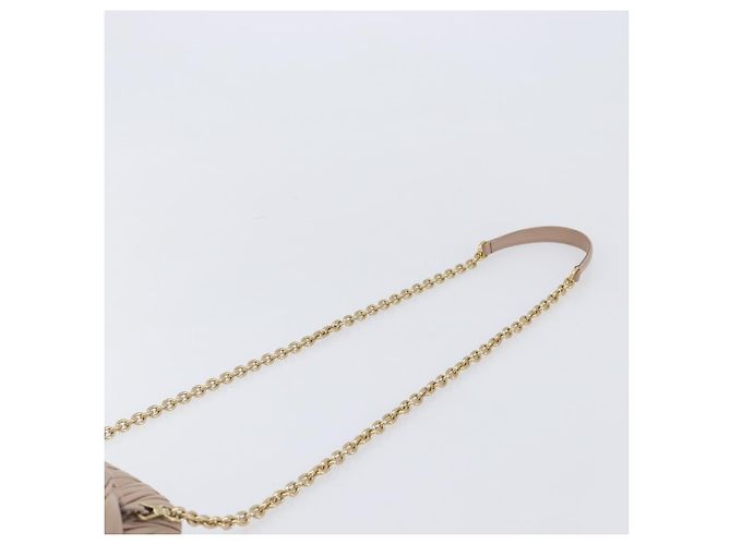 Miu Miu Matelassé Schultertasche mit Kette aus Leder Pink Gold Auth 206324M Golden - Ansicht 14