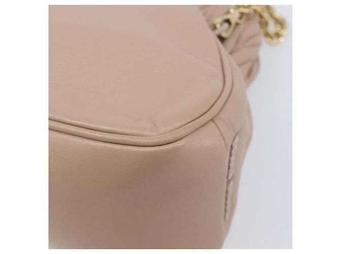 Miu Miu Matelassé Schultertasche mit Kette aus Leder Pink Gold Auth 206324M Golden - Ansicht 18