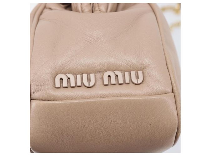 Miu Miu Matelassé Schultertasche mit Kette aus Leder Pink Gold Auth 206324M Golden - Ansicht 20