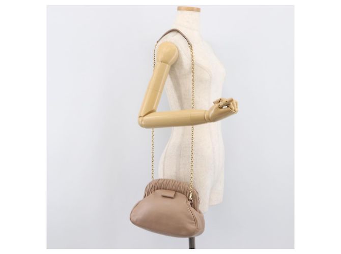 Miu Miu Matelassé Schultertasche mit Kette aus Leder Pink Gold Auth 206324M Golden - Ansicht 25